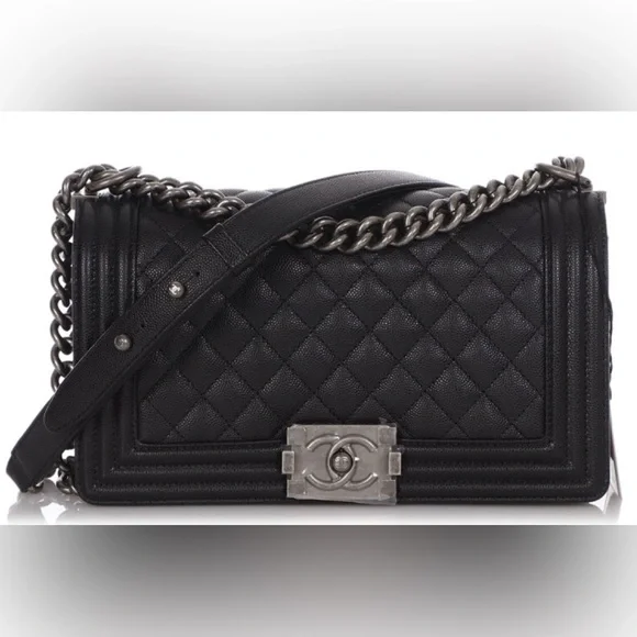CHANEL Black Boy Bag with Silver Hardware - Picture 1 of 8